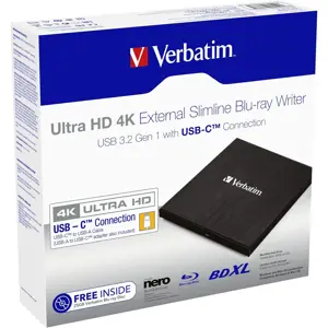 VERBATIM Ultra HD 4K Blu-ray Writer – USB-C V-Blu-Ray Writer-43888