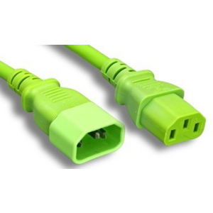 C13/C14 extension power cord, 0.7 meters long, green color