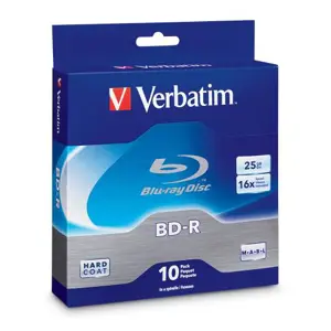VERBATIM Blu-Ray Media BD-R, 16X, 25GB CAKE 10 Blu-Ray Disc