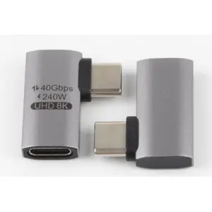 USB TYPE C male to female angled adapter supports 40Gbps 240W 8K@60HZ