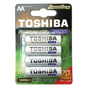 Rechargeable Batteries 2600mAh AA Pack - 4 Pcs Made by Toshiba