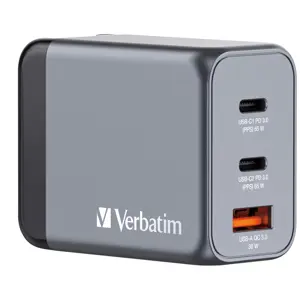Verbatim GNC-65 GaN Charger 3 Port 65W USB Wall Charger
