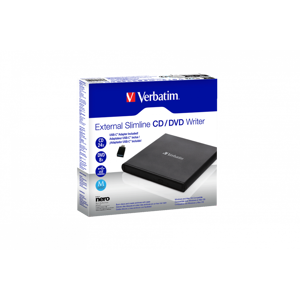 VERBATIM EXTERNAL SLIMLINE DVD REWRITER USB2.0 BLACK